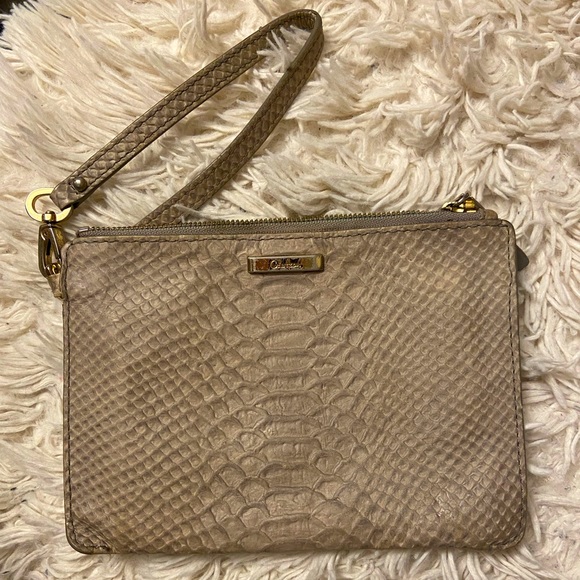 Cole Haan grey snakeskin wristlet - Picture 1 of 8